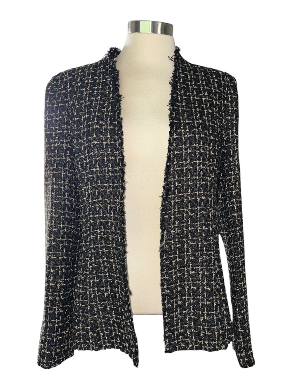 Andree by Unit Black & Gold Tweed Open-Front Women's Blazer Jacket Sz Med NWT